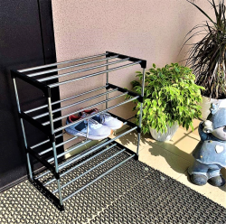 Полка — стеллаж для обуви 4-х ярусная, разборная SHOE RACK 8828-4 (размер 60х30х55 см) / Вместимость